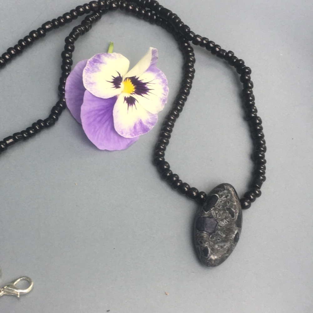Grey stone necklace